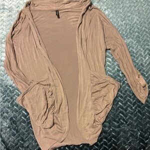 Brown Open Front Cardigan